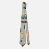 Kerstkaarsen bessen en bomen stropdas (Voorkant)