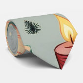 Kerstkaarsen bessen en bomen stropdas (Opgerold)