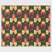Kerstkaarsen, Bessen en Lint Cadeaupapier (Vlak)
