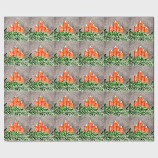 kerstkaarsen cadeaupapier (Zoom)
