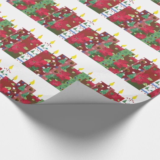 Kerstkaarsen Collage Cadeaupapier (Hoek)