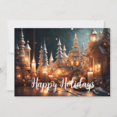 Kerstkaarsen Dorp Grijs Tafelbeeld Feestdagenkaart (Voorkant)