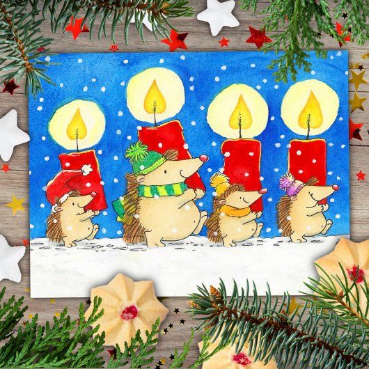 Kerstkaarsen Egels  Briefkaart