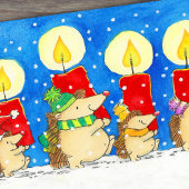 Kerstkaarsen Egels  Briefkaart