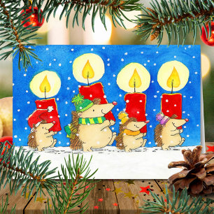 Kerstkaarsen Egels Groet  Kaart