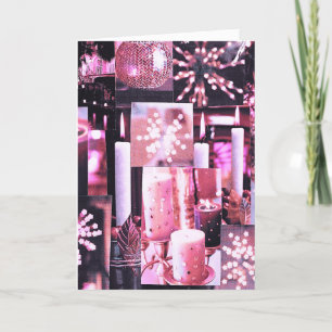 Kerstkaarsen en Sparkles Gevouwen Vakantie Kaart