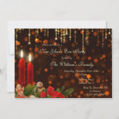 Kerstkaarsen en verlichting oudejaarsavond kaart (Achterkant)