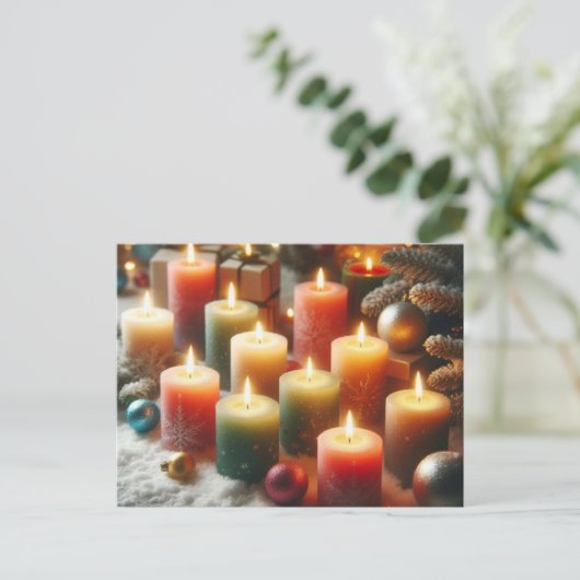 kerstkaarsen feestdagenkaart (Staand voorkant)