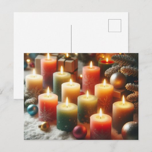 kerstkaarsen feestdagenkaart (Voorkant / Achterkant)