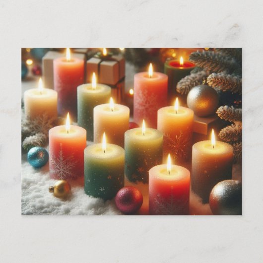 kerstkaarsen feestdagenkaart (Voorkant)