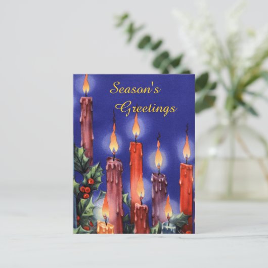 kerstkaarsen feestdagenkaart (Staand voorkant)