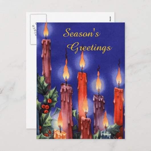kerstkaarsen feestdagenkaart (Voorkant / Achterkant)