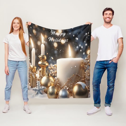 Kerstkaarsen fleece deken (In situ)