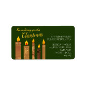 Kerstkaarsen gouden groene aanbidding papier kunst etiket (Voorkant)