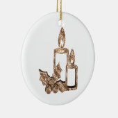 Kerstkaarsen Holly Elegant Gold en White Keramisch Ornament (Rechts)