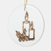 Kerstkaarsen Holly Elegant Gold en White Keramisch Ornament (Links)