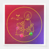 Kerstkaarsen Holly Line Draaien Rood en Blauw Servet (Voorkant)