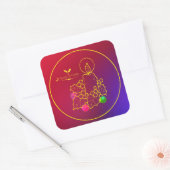 Kerstkaarsen Holly Line Draaien Rood en Blauw Vierkante Sticker (Envelop)