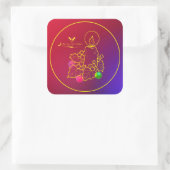 Kerstkaarsen Holly Line Draaien Rood en Blauw Vierkante Sticker (Tas)