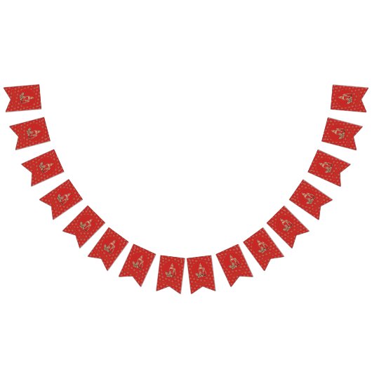 Kerstkaarsen Holly Snowflakes Red en Gold Vlaggetjes (Alle)