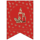 Kerstkaarsen Holly Snowflakes Red en Gold Vlaggetjes