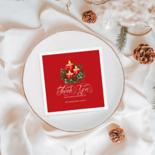 Kerstkaarsen & Hulst Decoratie Servet