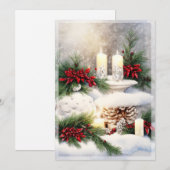 Kerstkaarsen in sneeuw budget  feestdagenkaart (Voorkant / Achterkant)