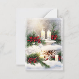 Kerstkaarsen in sneeuw budget mini notitiekaartje