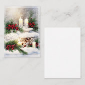 kerstkaarsen in sneeuwbudgetmini notitiekaartje (Voorkant / Achterkant)