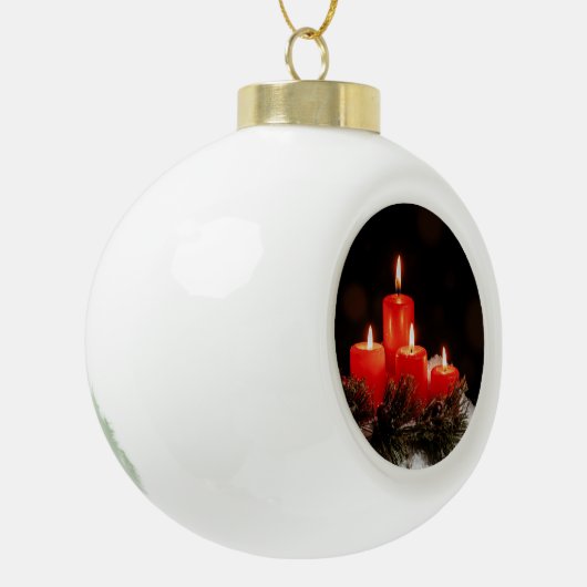 kerstkaarsen keramische bal ornament (Links)