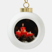 kerstkaarsen keramische bal ornament (Voorkant)