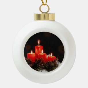 kerstkaarsen keramische bal ornament