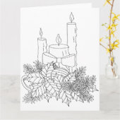 Kerstkaarsen Kleur-het-zelf Kaart (Gele Bloem)