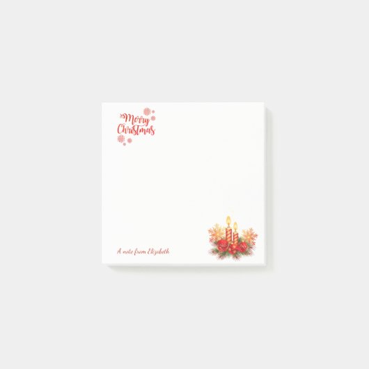 Kerstkaarsen, Kogels, Snowflakes, op maat gesneden Post-it® Notes (Voorkant)