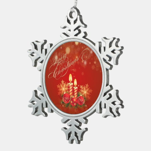 Kerstkaarsen, Kogels, Snowflakes Tin Sneeuwvlok Ornament (Rechts)