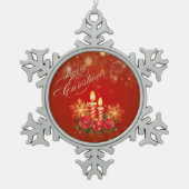 Kerstkaarsen, Kogels, Snowflakes Tin Sneeuwvlok Ornament (Voorkant)