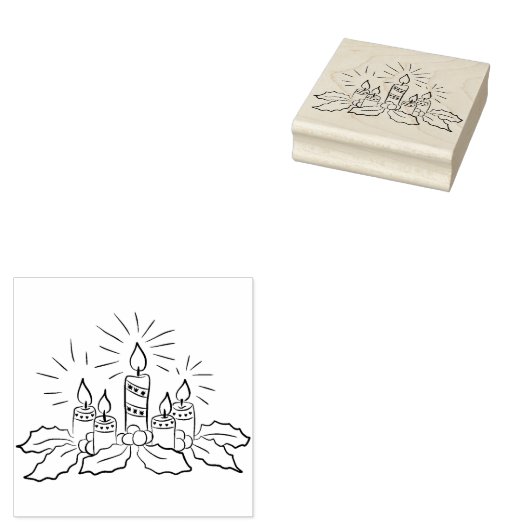 Kerstkaarsen kunststempel rubberstempel (Gestempeld)