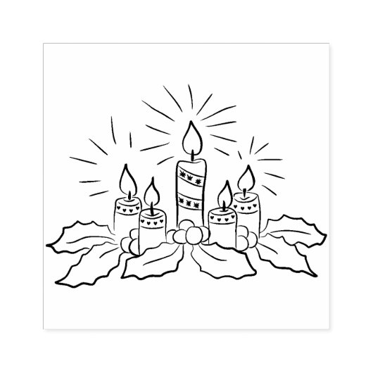 Kerstkaarsen kunststempel rubberstempel (Afrduk)