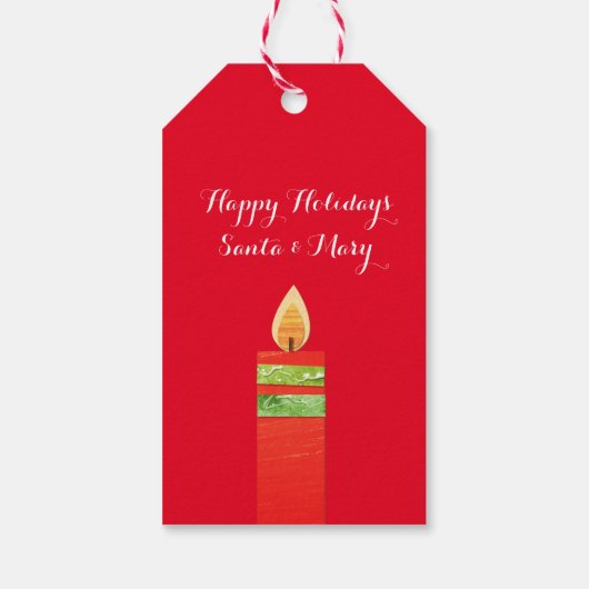 kerstkaarsen label met rood groen cadeau cadeaulabel (Achterkant)