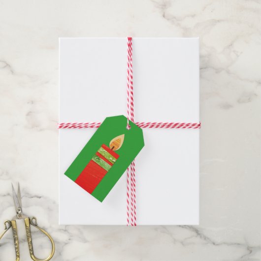 kerstkaarsen label met rood groen cadeau cadeaulabel (Met Touw)