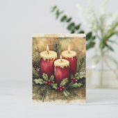 Kerstkaarsen met een knusse sfeer feestdagenkaart (Staand voorkant)