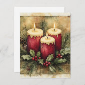 Kerstkaarsen met een knusse sfeer feestdagenkaart (Voorkant / Achterkant)