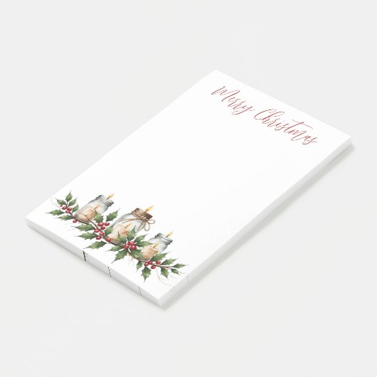 Kerstkaarsen met touw en hulst post-it® notes (Schuin)