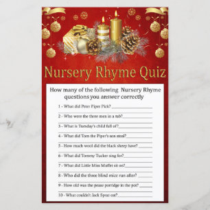 kerstkaarsen Nursery Rhyme Quiz baby shower