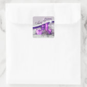 Kerstkaarsen Paarse Sparkle Vierkante Sticker (Tas)