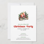 Kerstkaarsen Partij Uitnodigingskaart met Rustieke Kaart (Voorkant)