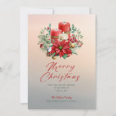 Kerstkaarsen & Poinsettia Boeket Kaart (Voorkant)