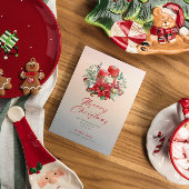 Kerstkaarsen & Poinsettia Boeket Kaart