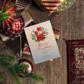 Kerstkaarsen & Poinsettia Boeket Kaart