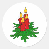 kerstkaarsen ronde sticker (Voorkant)